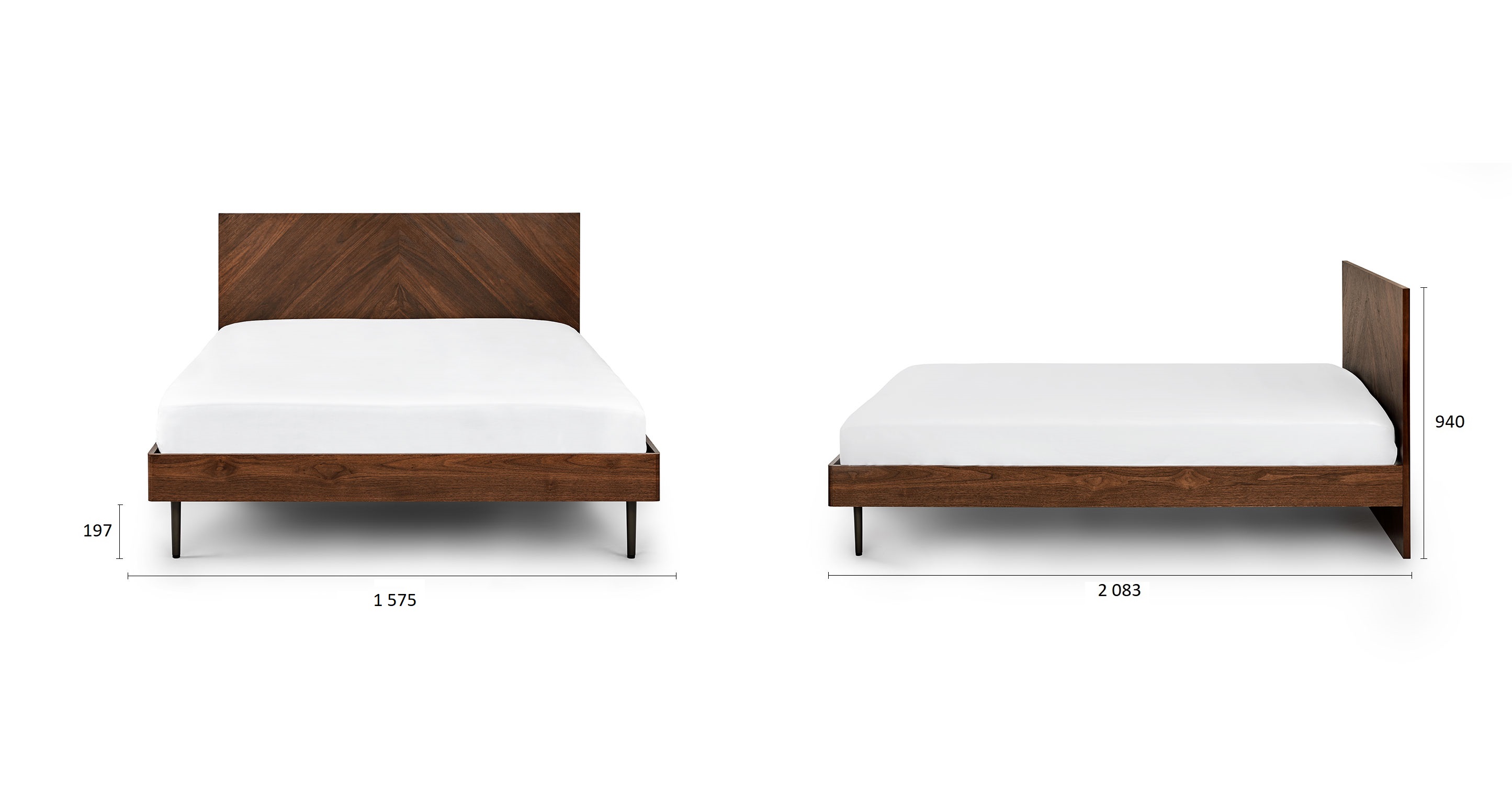 Кровать 2х-спальная с деревянным изголовьем bed004 - фото