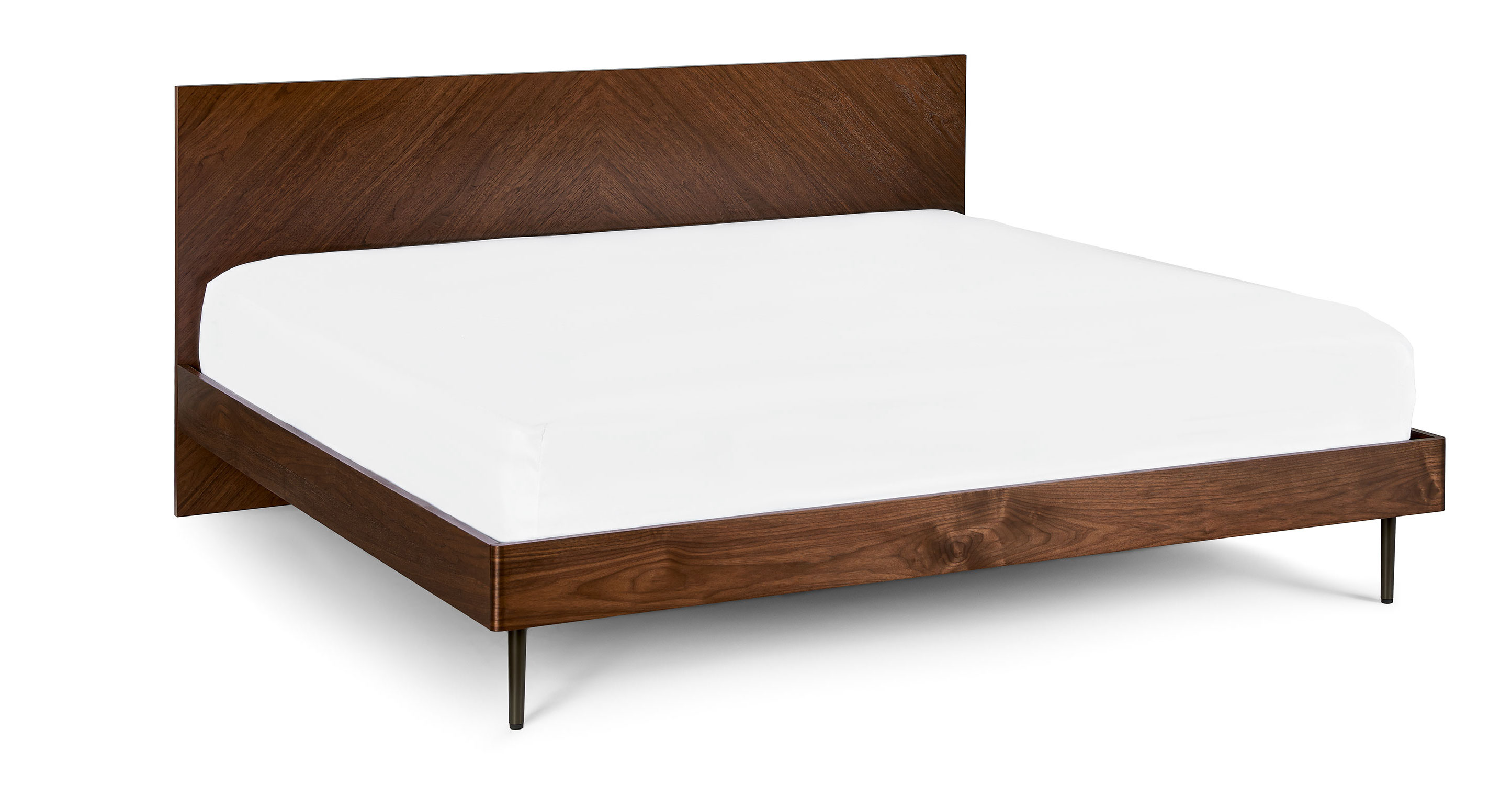Кровать 2х-спальная с деревянным изголовьем bed005 - фото